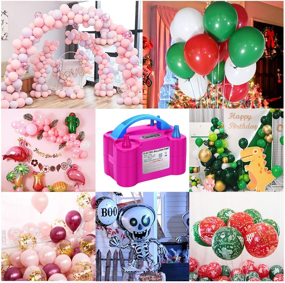 Growsun Portable Electric Air Balloon Pump 110V 600W Balloon Blower Inflator For Party Decoration,Rose Red: Toys & Games