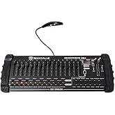 Rockville ROCKFORCE 384 DMX Lighting Controller with MIDI for Light Fog | Controls 24 Fixtures, 30 Scene Banks, 6 Programmable Chases, Built-In Mic, LED Gooseneck Lamp, 16 Sliders, 3-Pin XLR