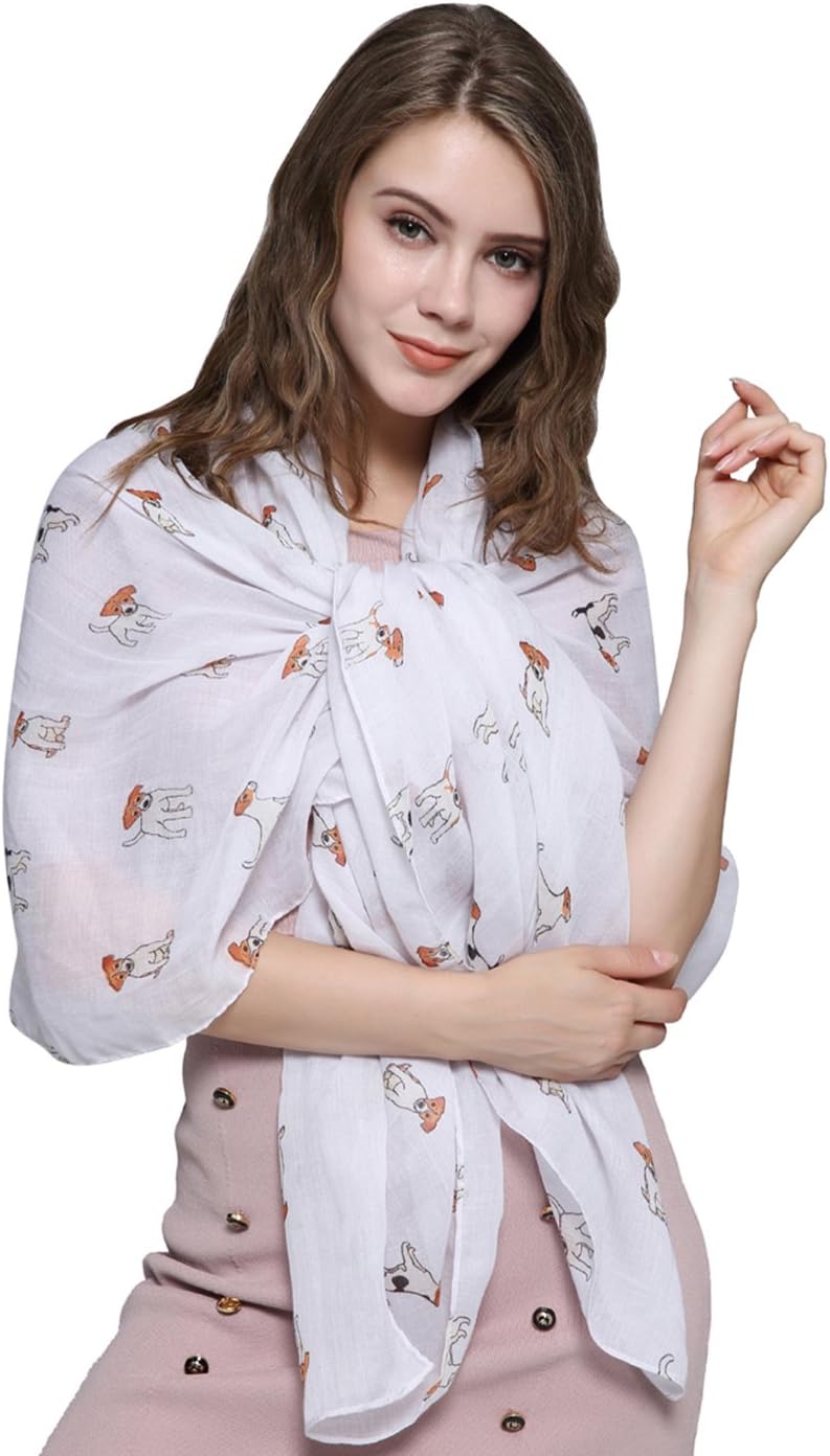NEW Ladies Women Animal Jack Russell Puppies Dog Print Scarf