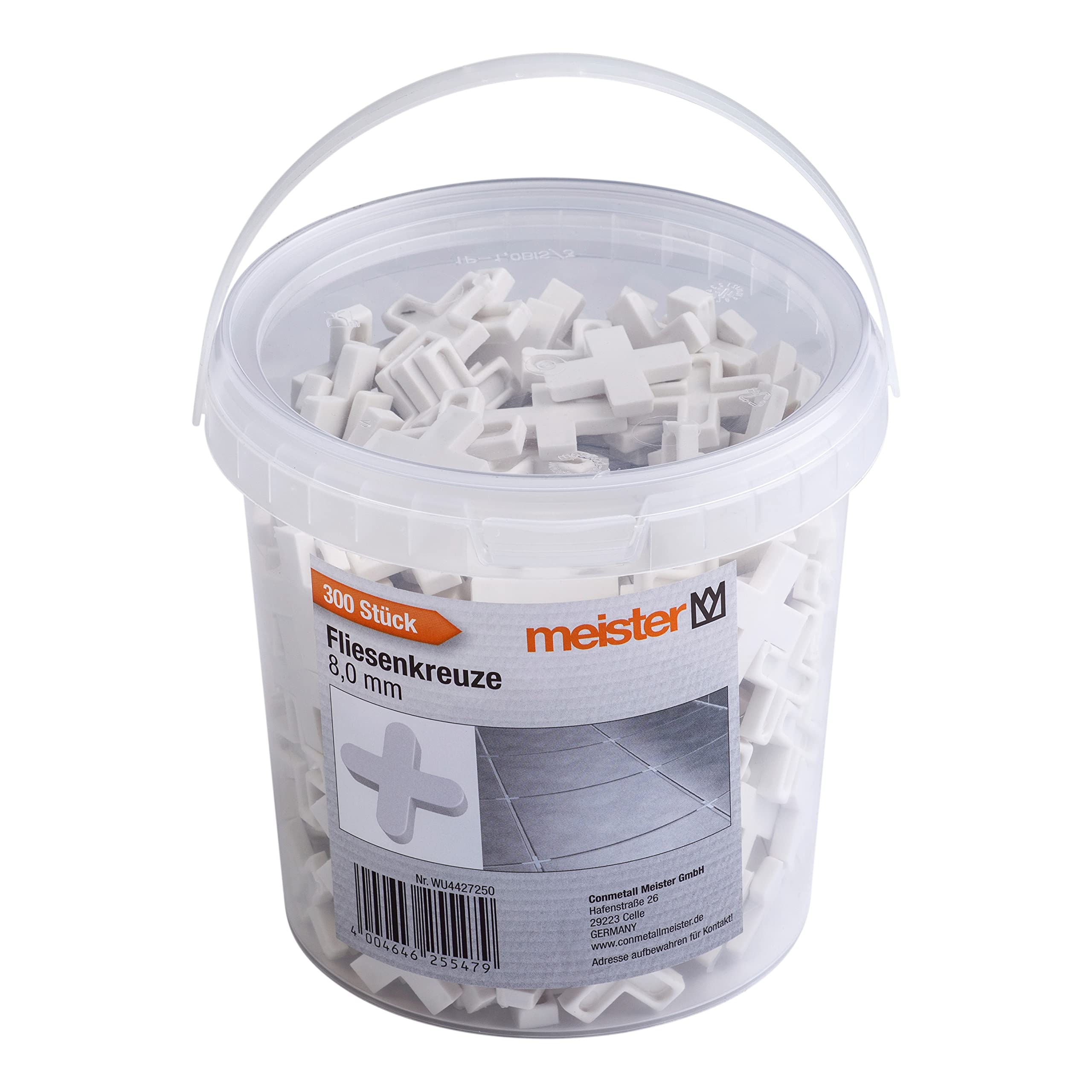 Meister Tile Spacers 8.0 mm - Practical Set of 300 - Made of Robust Polypropylene - White Joint Crosses