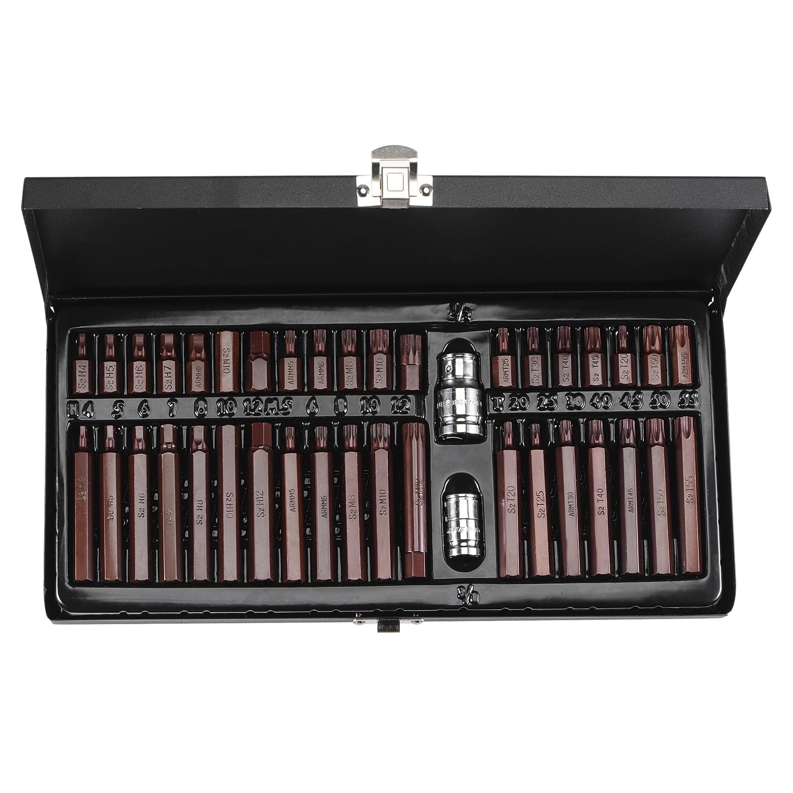 CoCud Torx Hex Spline Bit Socket Set, 1/2" 3/8" Drive, Short & Long CR-V Socket S2 Steel Bit - (Applications: for Fastener Application), 40-Pieces