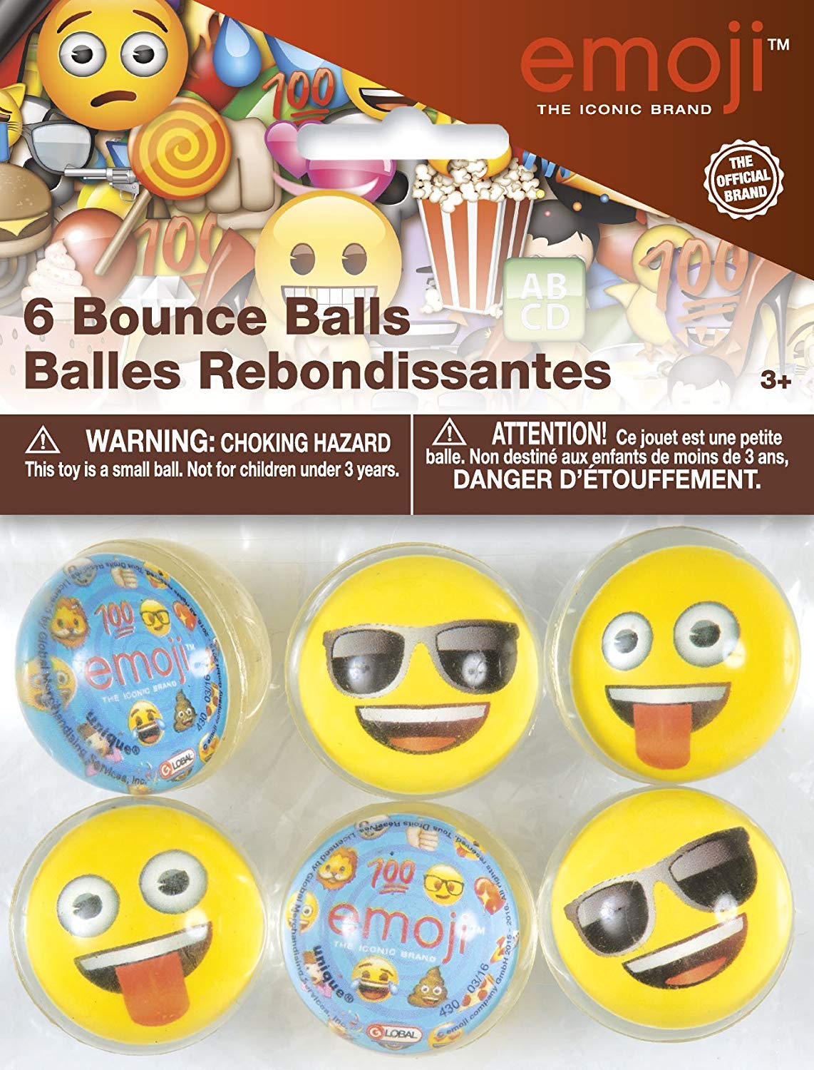 Unique Party 50638 - Emoji Bouncing Balls Party Bag Fillers, Pack of 6