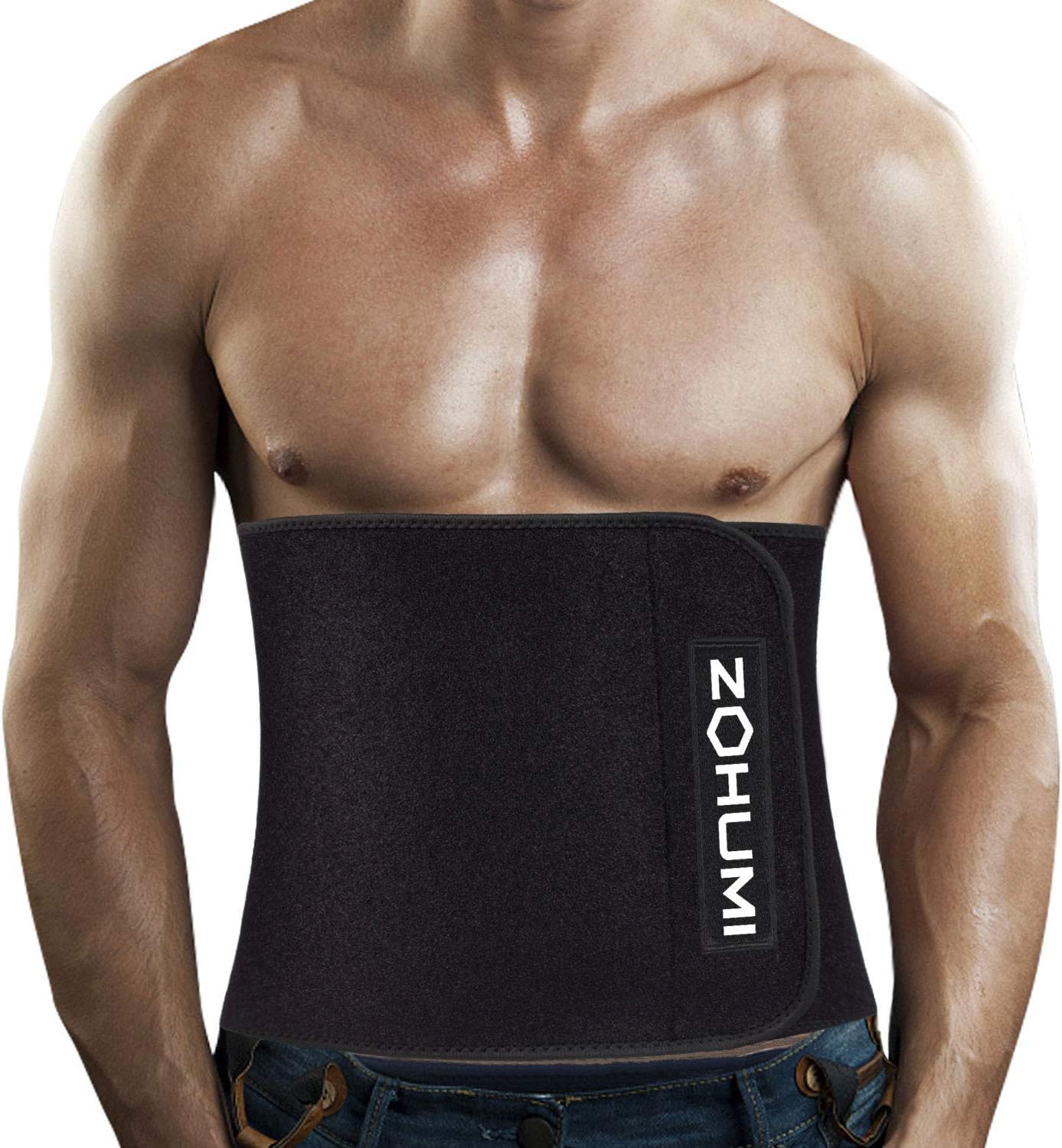 ZOHUMI Mens Waist Trimmer,Widening Neoprene Waist Trainer Ab Belt with Flexible Back Support for Fitness