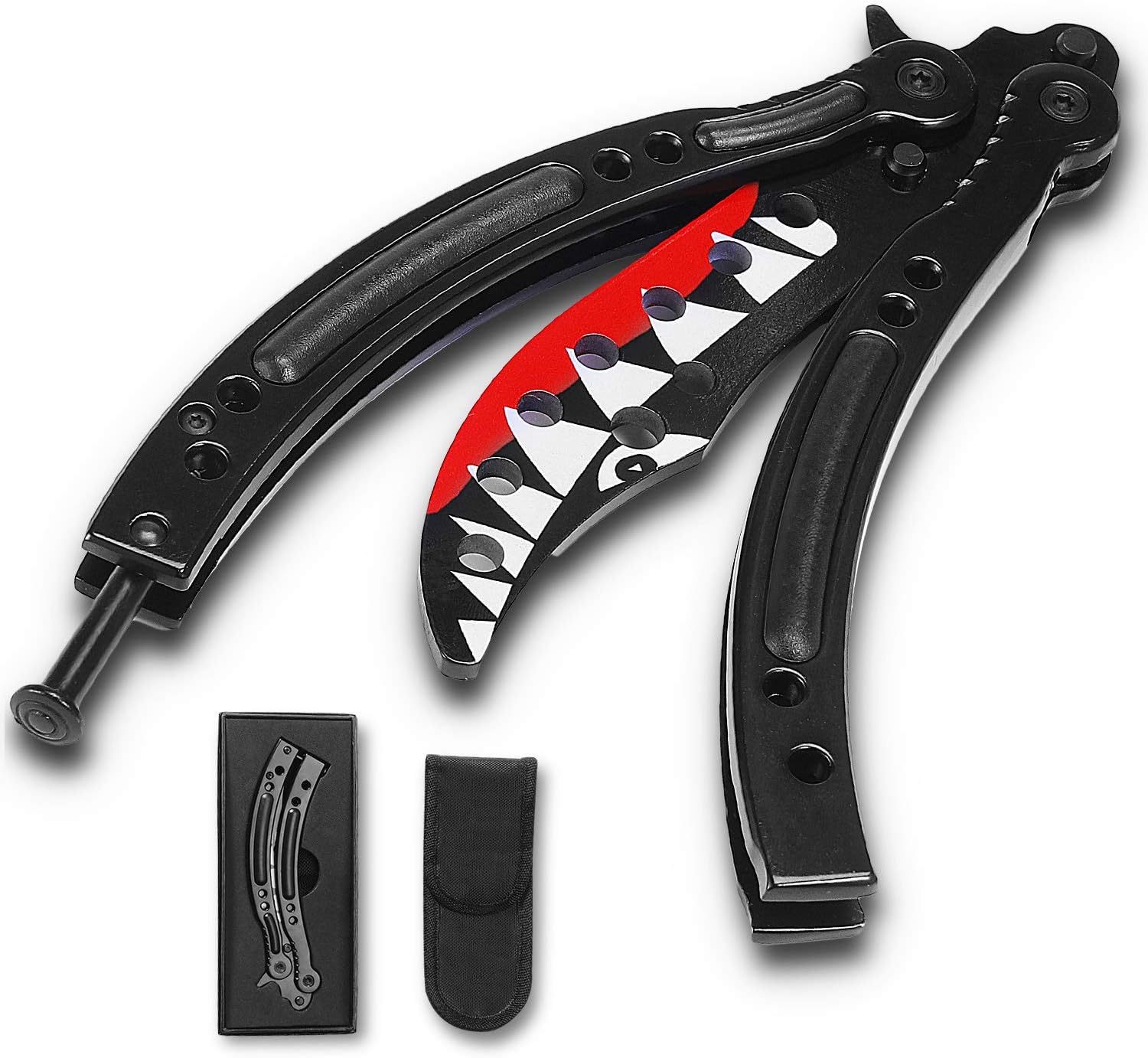 finework Multifunctional Bottle Opener Wrench Balisong Shark Style Bottle Opener (Starry Sky)
