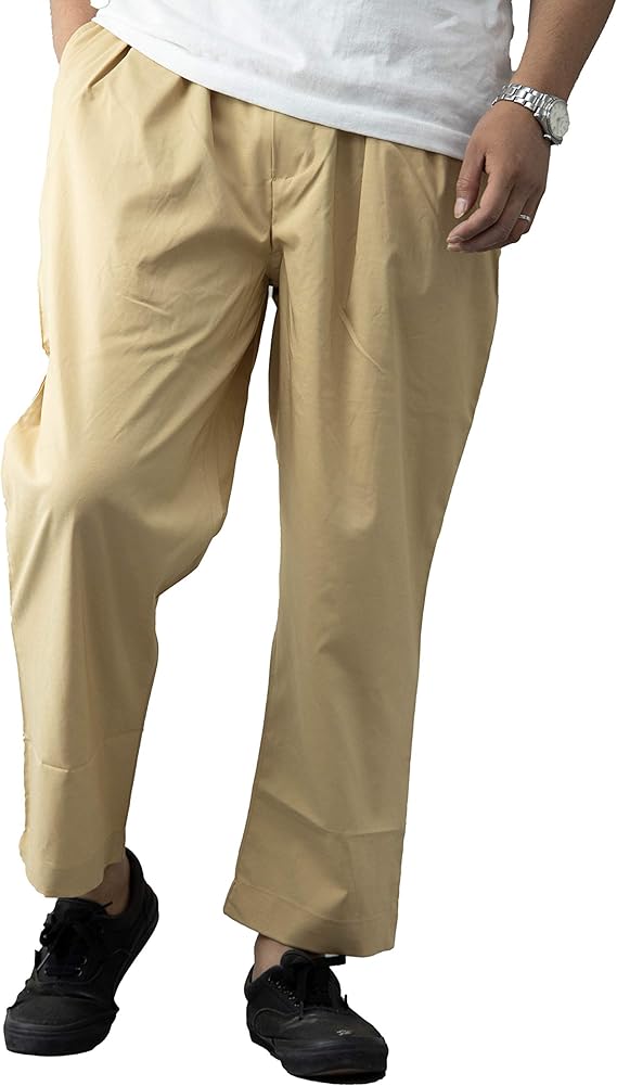 Amazon ナイラス Nylaus シェフパンツ メンズ ストレッチ ワイド テーパード ワイドテーパード ゆったり 無地 ストライプ柄 黒 紺 イージーパンツ ストレッチパンツ ワイドパンツ バギーパンツ ワイドテーパードパンツ お洒落 ロングパンツ 通販