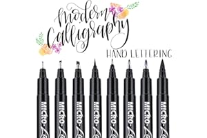 Dyvicl Hand Lettering Pens, Calligraphy Brush Pens Art Markers for Beginners Writing, Sketching, Drawing, Illustration, Scrapbooking, Journaling, Black Ink Pen Set, 8 Sizes