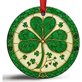 St Patricks Day Decorations, Irish Celtic Shamrock Ceramic Ornament, St Patricks Day Ornaments for Irish Family Friends, Lucky Shamrock, Irish Pride Blessing Keepsafe Gift for Patrick's Day