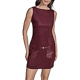 BCBG Womens Sleeveless Pocketed Suede Shift Mini Dress
