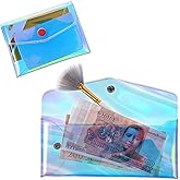 2 Pcs Clear Coin Purse Pouch Wallet Different Size Holographic Minimalist Iridescent Clear Wallet Small Mini Slim Portable Storage Card Bag Pouch for Women
