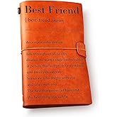 Friendship Gifts for Women Men - Inspirational Best Friend Definition Leather Journal Notebook Vintage Travel Journal Embossed Writing - Friendship Bestie Gift for Birthday Graduation Christmas