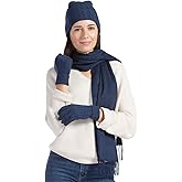 Fishers Finery Women's 100% Cashmere 3pc Hat Glove and Scarf Set; with Exquisite Box