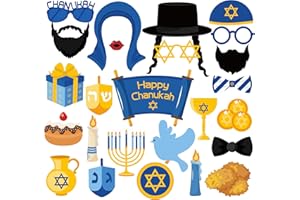 25 Pcs Hanukkah Photo Booth Props, Fun Blue Holiday Decorations, Perfect for Hanukkah-Themed Party Supplies