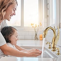 Vidugg Gold Swan Bathroom Sink Faucet 3 Holes