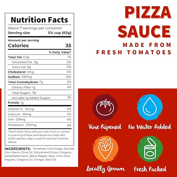 DEI FRATELLI PIZZA SAUCE FROM VINE-RIPENED TOMATOES (15 OZ. CANS, 6 PACK) – NO WATER, NO PASTE, NON-GMO, GLUTEN-FREE