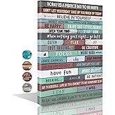 Istrion Inspirational Wall Art Framed Canvas 12 x 16 in (Turquoise) - Motivational Positive Quotes Rustic Wall Arts Decor for Home Office Bathroom Bedroom Kitchen Classroom Gym