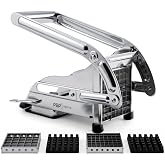 French Fry Cutter, Dishwasher Safe Stainless Steel Potato &amp; Vegetable Slicer, 2 Blade Sizes (1/2" &amp; 3/8"), Suction Base, Lifetime Blade Replacement Warranty, Perfect for Air Fryer &amp; Deep Fryer by POP