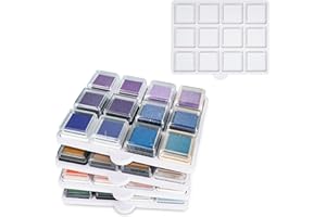 SANFURNEY Ink Pad Cube Caddy Mini Size Stamp Pad Storage Tray Ink Pad Organizer Holder, 1 Tray Holds 12 Inkpad, Set of 5 Trays Holds 60