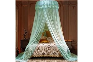 Jolitac Bed Canopy Lace Mosquito Net for Girls Beds, Unique Princess Play Tent Mesh Canopies Large Lace Dome Curtain Drapes Home & Travel (Green)