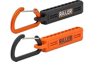 Screwdriver Bit Holder Storage Organizer – Railer 10-Hole Black and Orange Bit Holder with Carabiner - 2 Pack