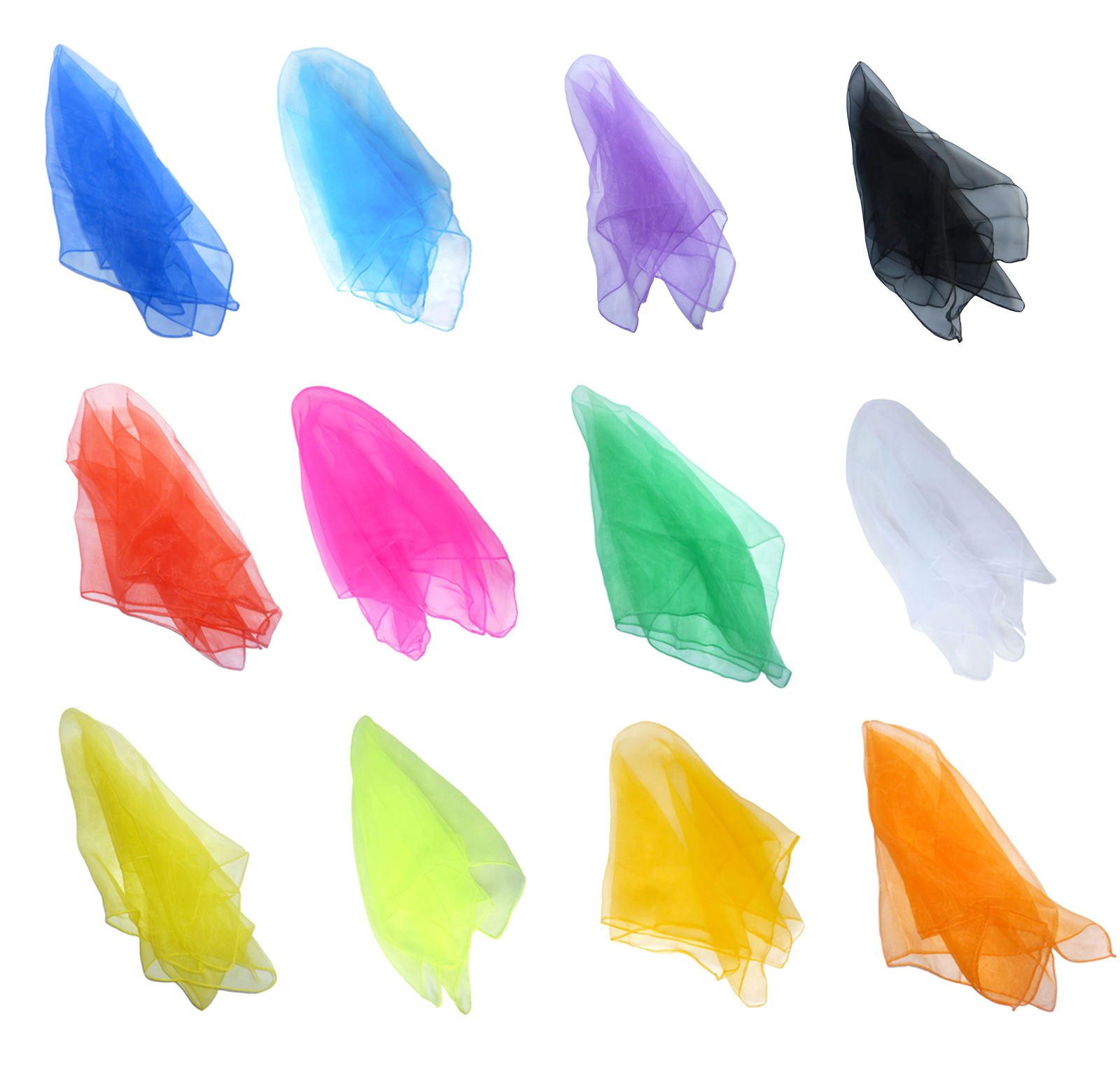 Hoerev Pack of 12 Aapprox. 40cm x 40cm Dancing Juggling Scarves