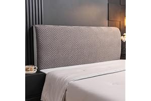 EFELIM Stretch Headboard Cover for Full Queen King Size, Jacquard Curved Bed Headboard Slipcover Anti Slip Dustproof Protector Cover for Bedroom Decor (Smoky Gray,Queen:140-160cm/55-63in)