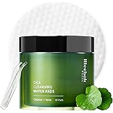 Meebak Cica Cleansing Water Pads | Korean Makeup Remover Wipes | Micellar Water Makeup Remover Wipes | Exfoliating Toner Pads for Glass Skin | Hydrating & Calming for Sensitive Skin - 80ct