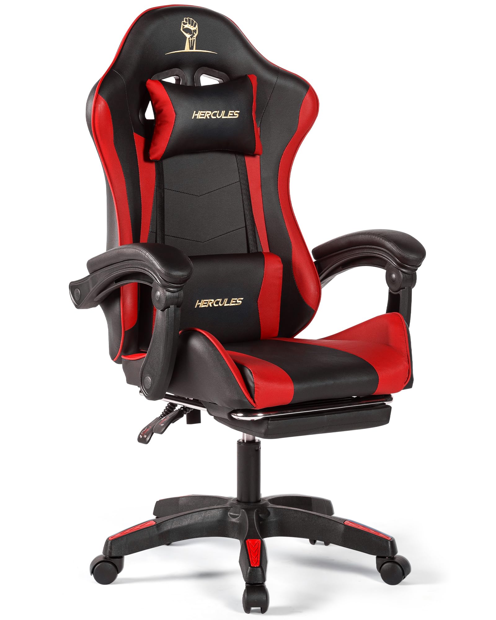 HERCULES PUレザーゲーミングチェア（レッド）