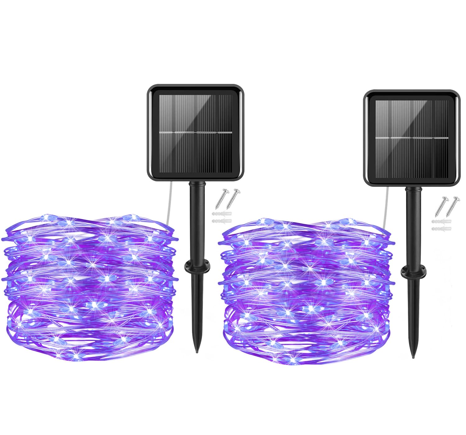 cshare Solar String Lights Garden, 2x5M 50 LED Solar Powered Fairy Lights Copper Wire 8 Modes Waterproof Lights for Yard,Christmas Tree,Home,Bedroom,Gate Indoor/Outdoor Decor(Purple) — image 1
