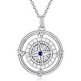 LONAGO Compass Necklace 925 Sterling Silver Roating Compass Pendant Necklace for Women Men Graduation Gift