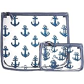 BOGG BAG Clear Designer Zipper Insert (Set of 2) Travel Organizer Storage Pop In Original Bogg and Baby (Navy Anchor)