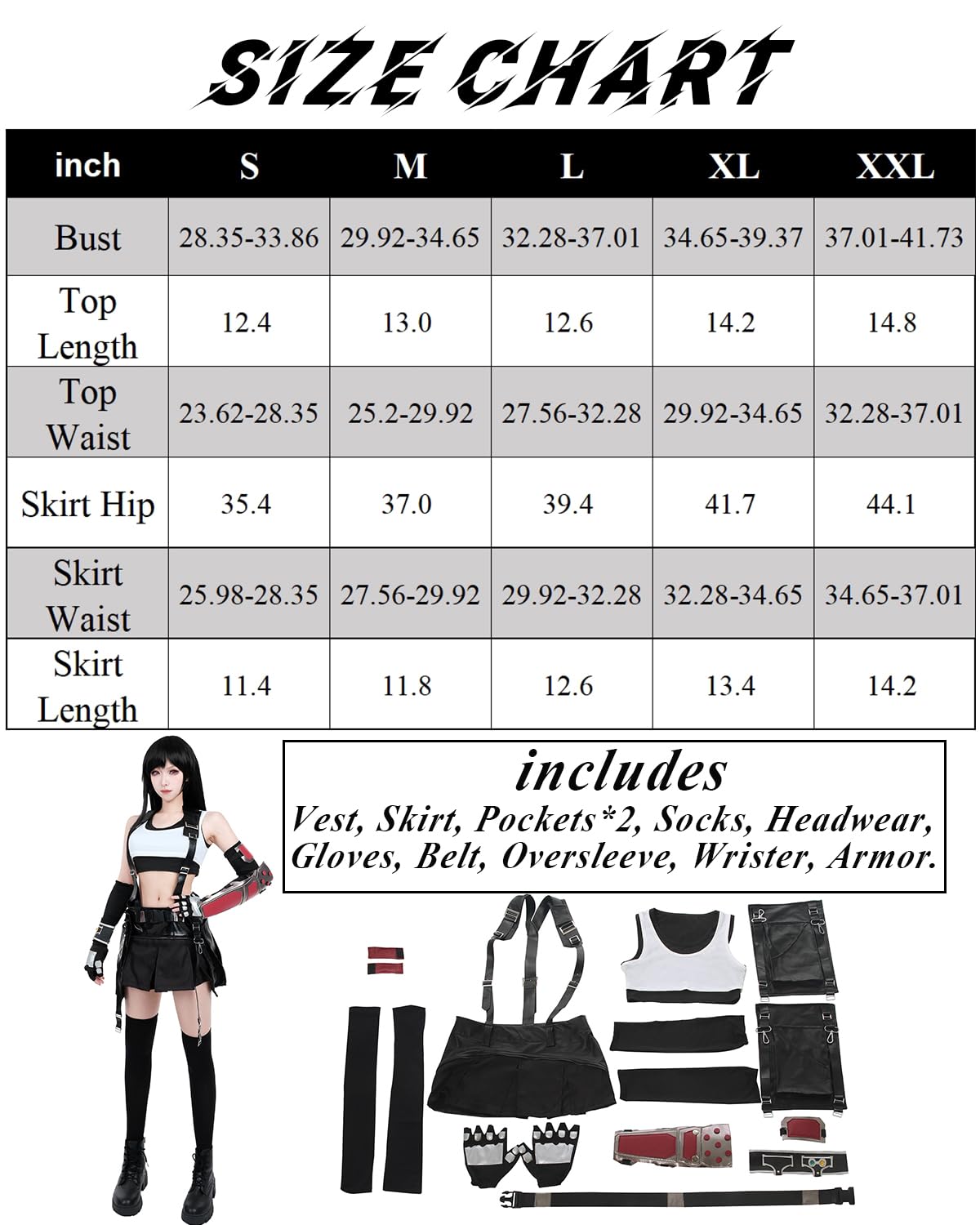 LTAKK Tifa Lockhart Cosplay Costume Cosplay FF7 Remake Full Set Outfits Halloween