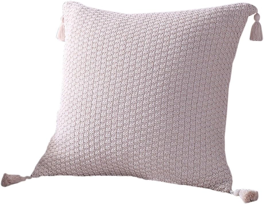 Watopi Beige Premium Simple Knitting Cushion Covers Woven Pillowcase Striped Solid Colour Pillow Protector Living Room Home Decor 45 * 45 cm