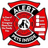 Pet Alert Stickers – Save My Pets in Case of Emergency Stickers – Inside The Window Static Cling Window Decals 4 Pack – UV Resistant Removable, NO Adhesive - Bonus: Pet Alert Wallet Card