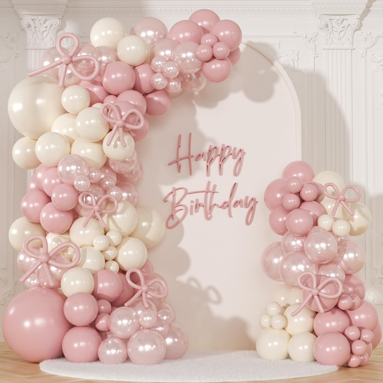 Photo 1 of Dusty Pink Balloon Arch Kit, 116Pcs Double Stuffed Pearl Pink and White Balloons Garland Arch Kit Different Size for Wedding Bridal Shower Baby Shower Birthday Party Decorations