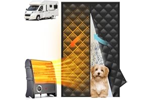 DZGKGM RV Insulated Door Cover - RV Door Insulation Curtain for Winter, Magnetic RV Thermal Insulated Door Blanket for Inside Camper, Trailer, Keeps Heat in & Cold Out, Block Light