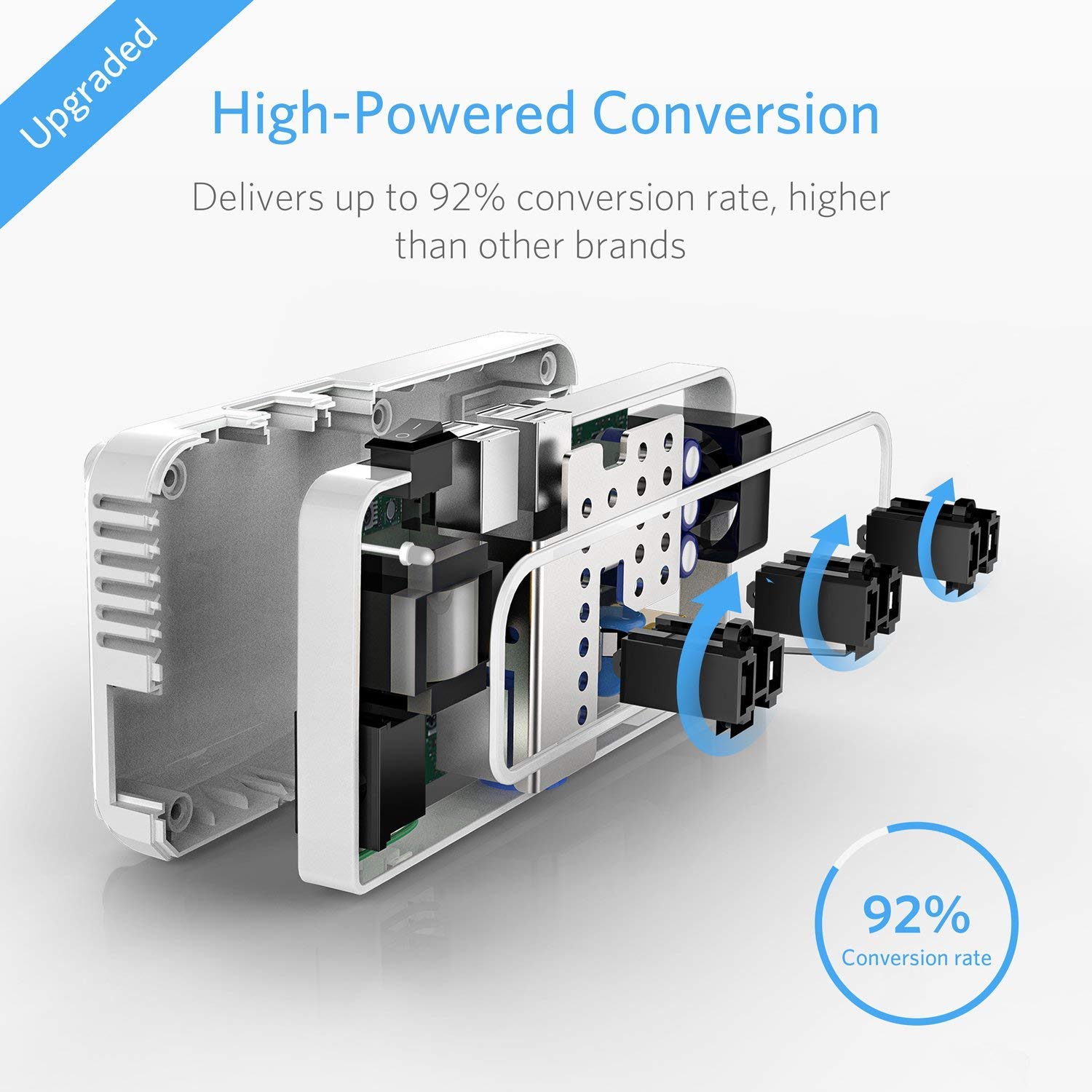 BESTEK Universal Travel Adapter 220V to 110V Voltage Converter with 0-2.4A 4 Port USB Charging and UK/AU/US/EU Worldwide Plug Adapter (White)