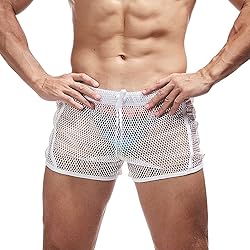 FIROTTII Mens Mesh Shorts Sexy Boxers See Through