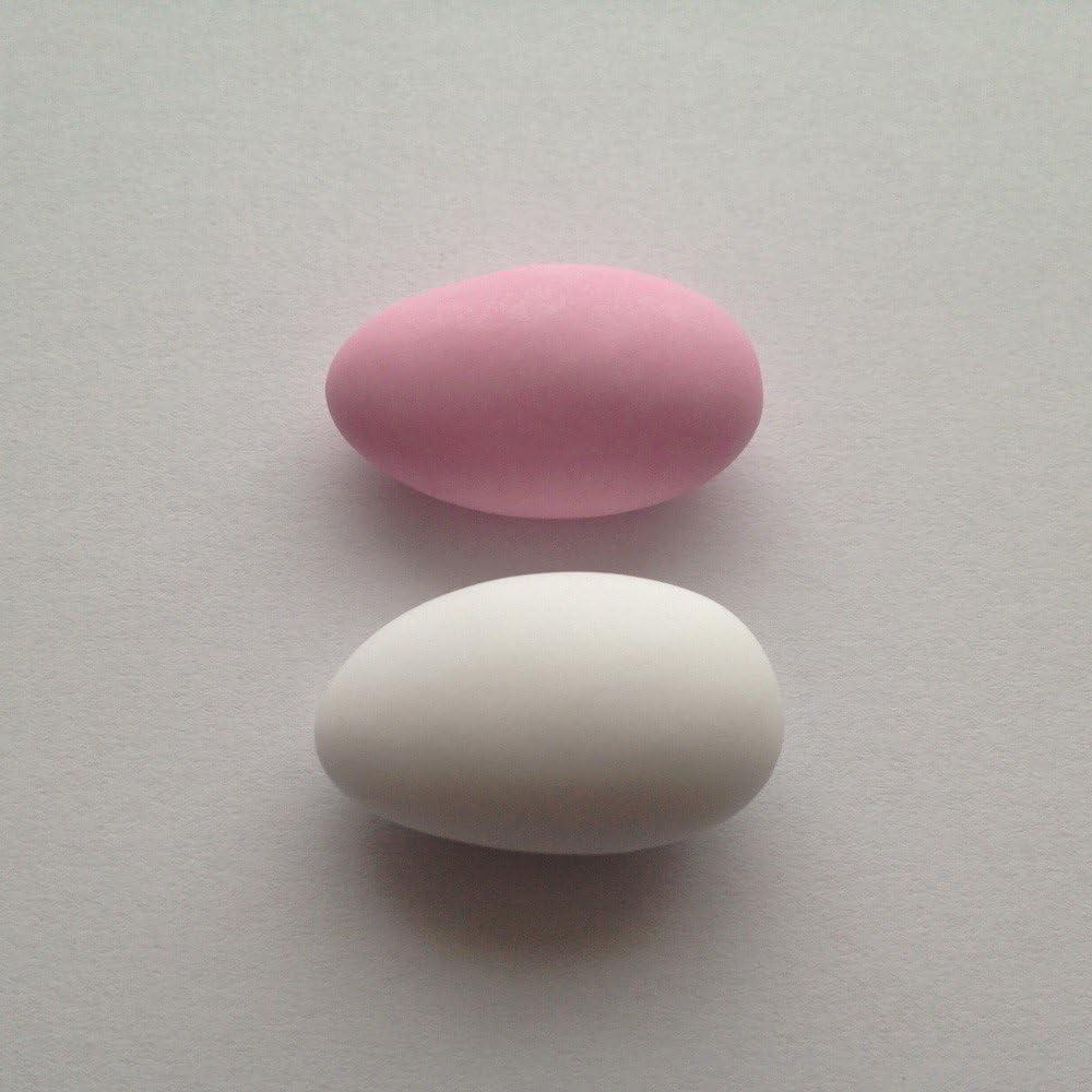 Hochzeitsmandeln 1 kg weiß/rosa gemischt (für mind 65 Gäste, 0,17 EUR/G) - Gastgeschenke Hochzeit Bonboniere Give Aways Zuckermandeln - griechische Koufeta für italienische Confetti französische Dragees, Farbe:matt - weiß & rosa