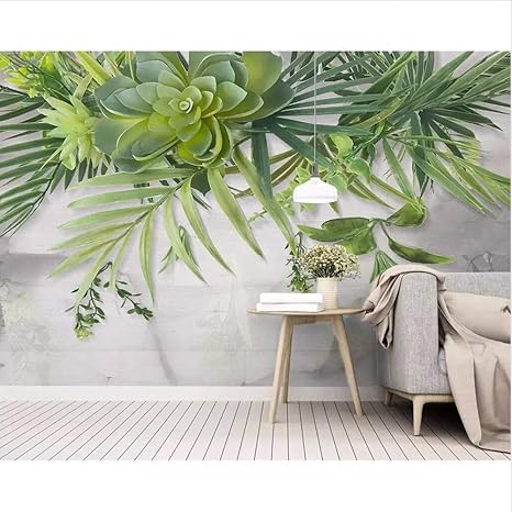 Amazon Co Jp Wuyyii カスタム壁紙北欧シンプルな小さな新鮮な緑の葉風景テレビの背景壁のリビングルームの寝室の3d壁紙 150x1cm Diy 工具 ガーデン