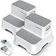 COOSEYA 2 Step Stools for Kids,Toddler Step Stool for Bathroom Sink,No-Slip Double up Stepping for Toddlers Bathroom, Multifunctional Toilet Potty Stool for Kids,Toilet Potty Training(2 Packs)