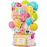 DISJOURNEY Happy Birthday Card - 3D Pop up Birthday Card for Kids Girls - Cute and Cheerful Designs with Envelope & Sticker - Balloons