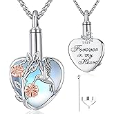 Aniu Cremation Jewelry for Ashes S925 Sterling Silver Urn Necklace Memorial Necklace for Human Ashes of Loved Ones Keepsake Locket Pendant for Men Women