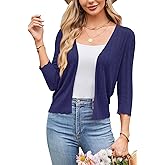 Arach&Cloz Women's 2024 Lightweight Summer Cardigan 3/4 Sleeve Crochet Patterns Knit Shrug Sweater Tops