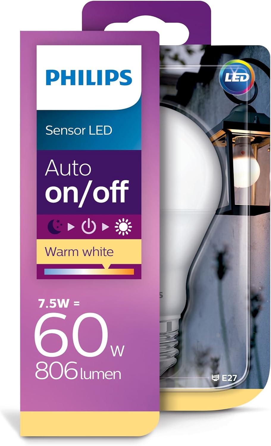 806 Lumen Warmweiss Philips Led Lampe Mit Tageslichtsensor Ersetzt 60w Lichtsensor 2700 Kelvin