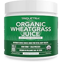 Organic Wheatgrass Juice Powder - Grown in Volcanic Soil of Utah - Raw & BioActive Form, Cold-Pressed Then CO2 Dried – 20:1 C