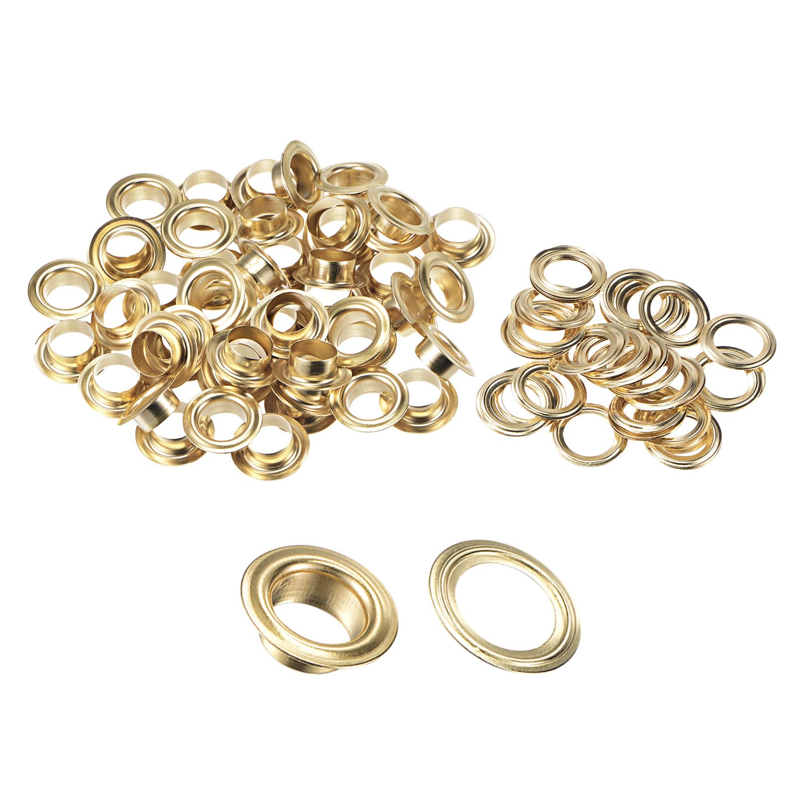 Kozelo 50 Sets Grommets Eyelets - [ 10.5mm ] Copper Eyelets Washers for Fabric Leather Clothes DIY Use | Gold Tone — image 1