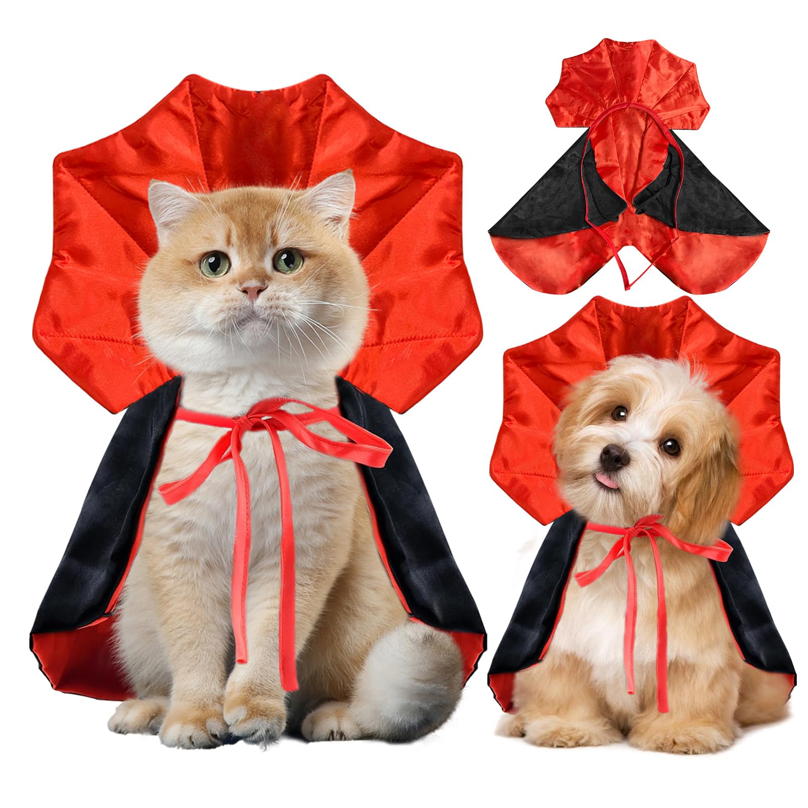 Halloween Dog Cat Vampire Costume Accessories, Pet Costumes, Halloween Devil Cape Cloak Costume for Small to Medium Dogs, Cat Outfits, Christmas Pet Cosplay Party Supplies