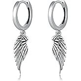 JERWLI Tooth/Cross/Cassette Tape/Mountain/Dream Catcher/Music Note/Bakers/Moss Agate/Angel Wing/Angel/American Flag/Checkered Earrings 925 Sterling Sliver Jewelry Gifts for Women