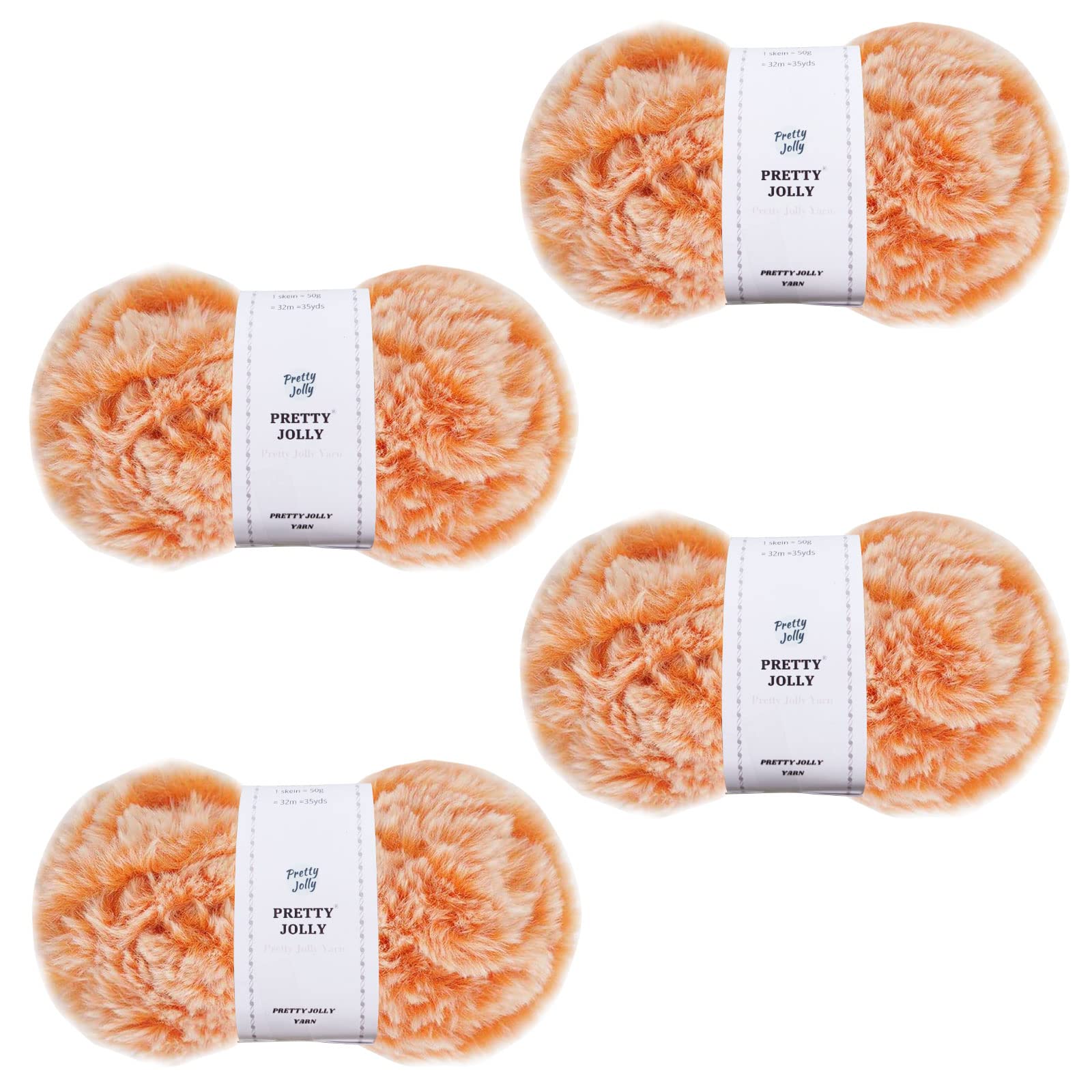 Pretty Jolly 4 Skeins Faux Fur Super Soft Chunky Fluffy Eyelash Polyester Yarn (Orange) — image 1
