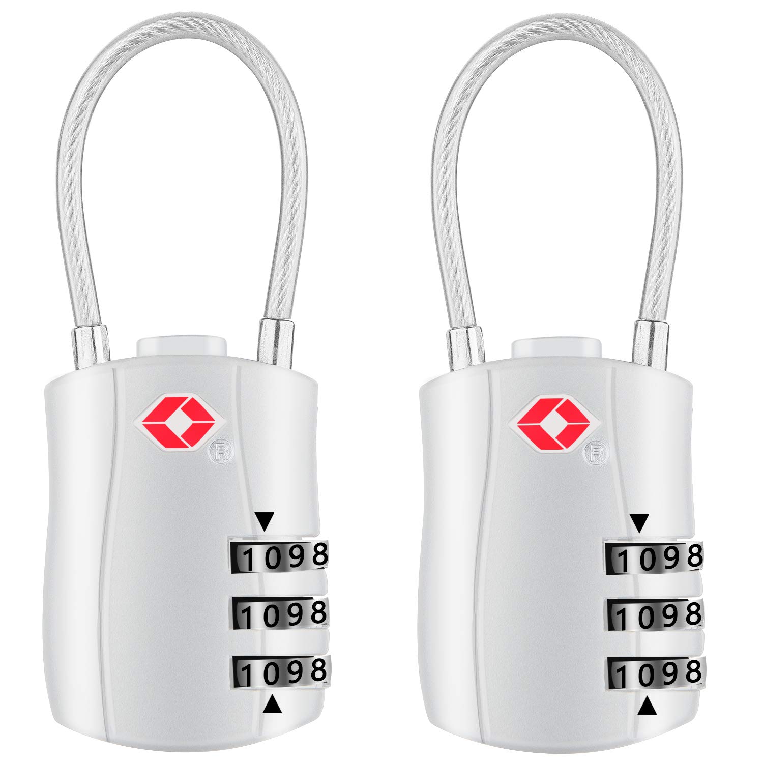 Diyife TSA Luggage Locks, [Newest Version][2 Packs] 3-Digit Security Padlock, Combination Padlocks, Code Lock for Travel Suitcases Luggage Bag Case etc. Silver